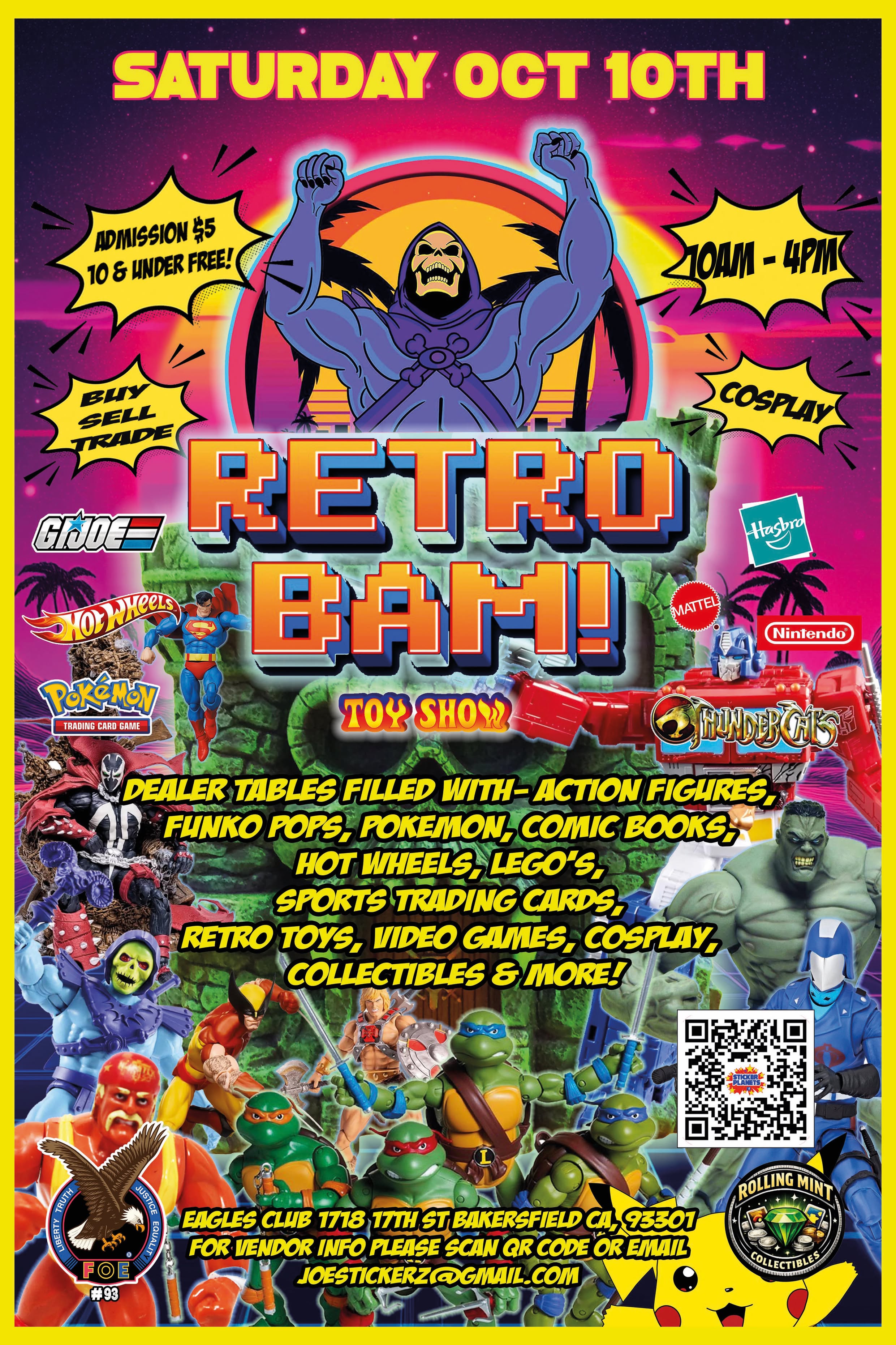Flyer for RETRO-BAM! Toys & Collectibles Show on October 10, 2026